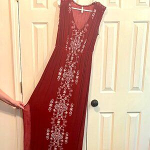 Burgundy patterned maxi dress